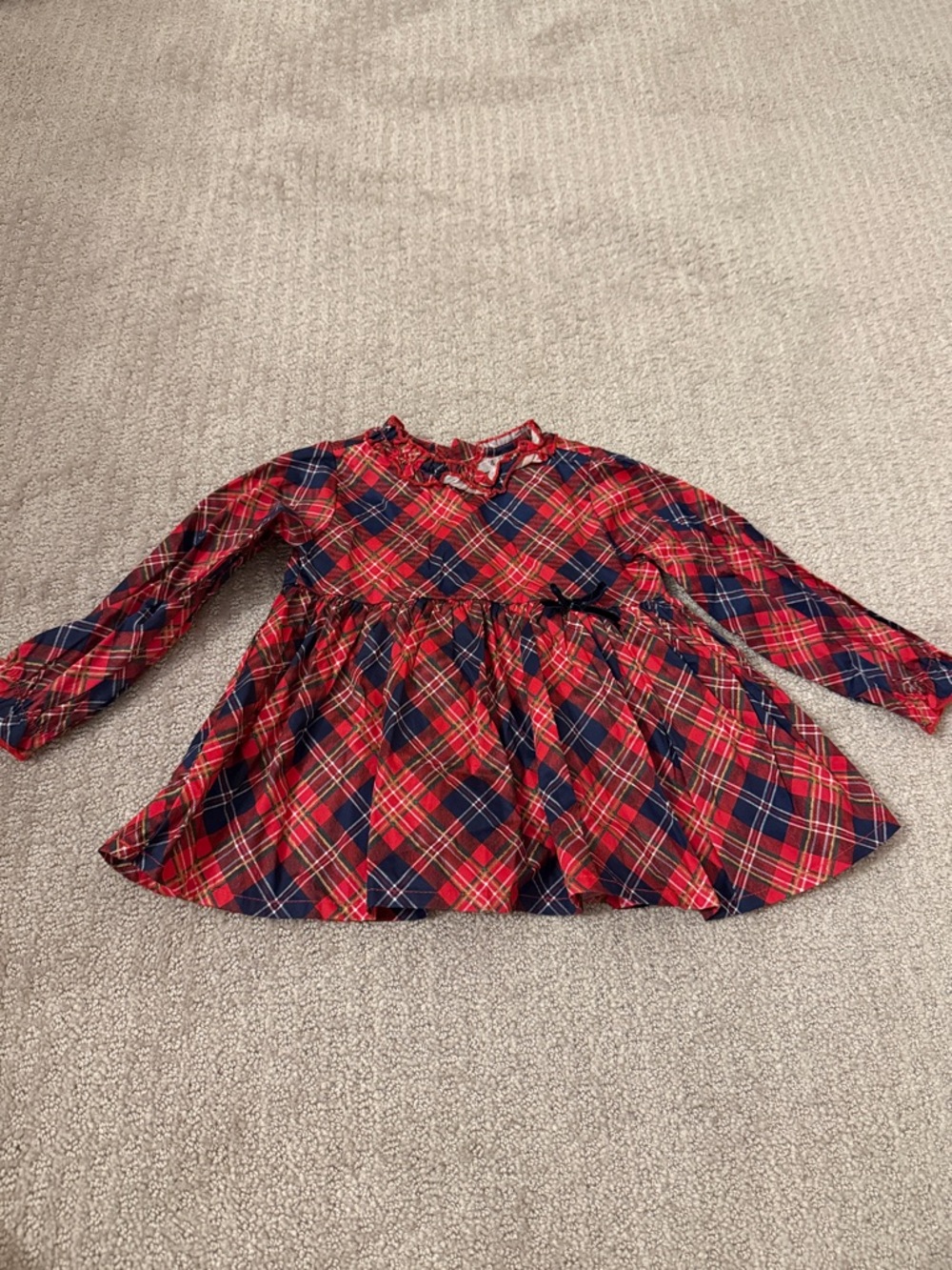 Girls Red & Navy Plaid Long-Sleeve Blouse